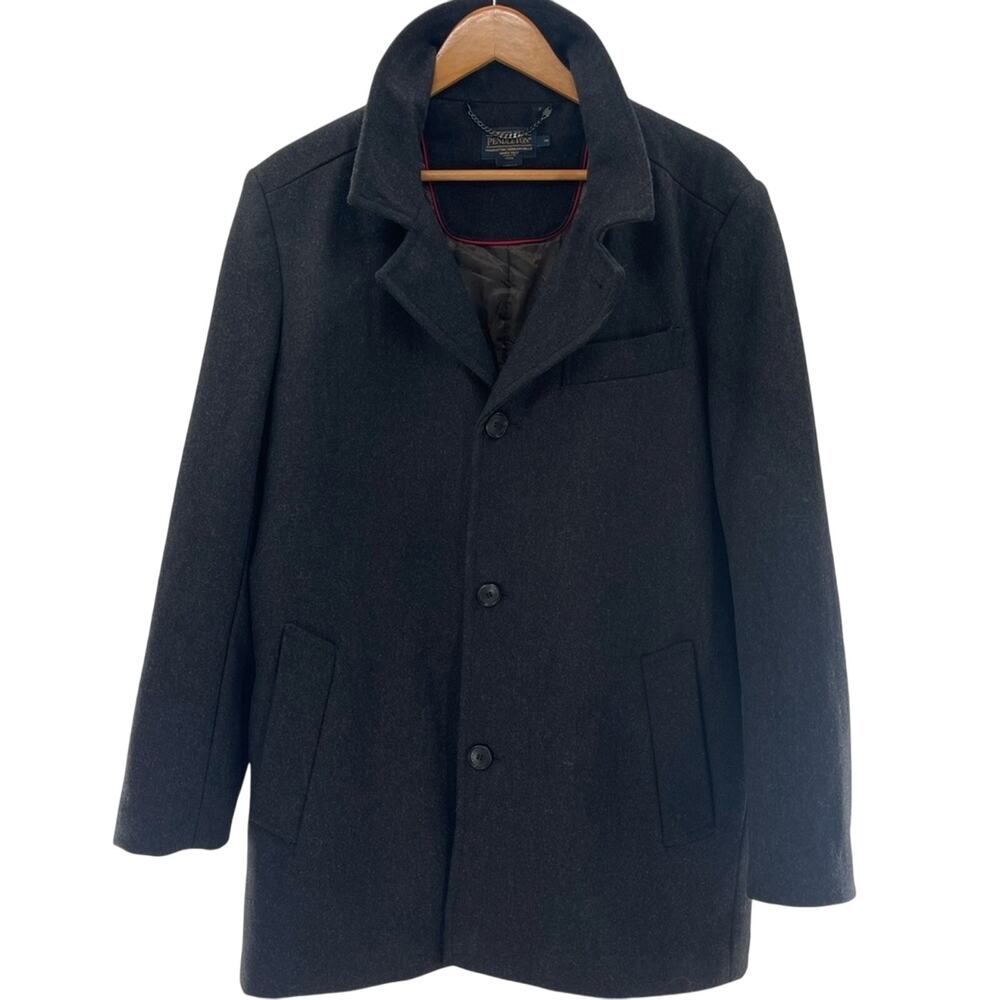 Pendleton Charcoal Gray Wool Blend Lined Pea Coat Size Medium Academia Preppy